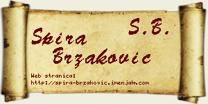 Spira Brzaković vizit kartica